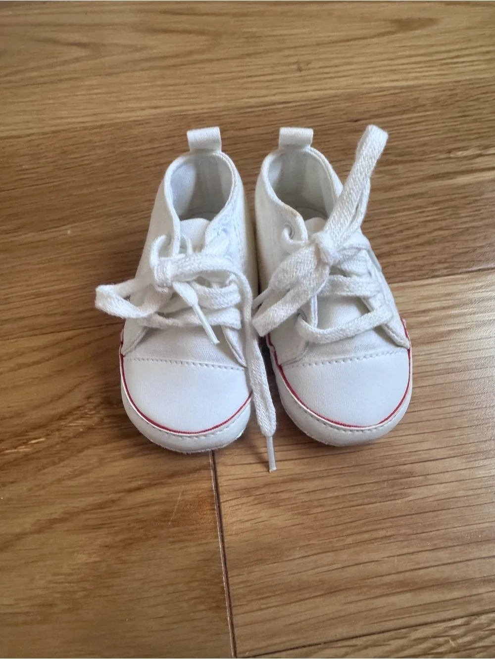 Vintage Carter's White Canvas Toddler Sneakers with Red Trim